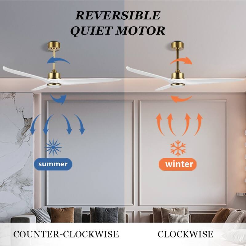 WINGBO 60 Inch DC Ceiling Fan with Lights and Remote Control, 3 Reversible Carved Wood Blades, 6-Speed Noiseless DC Motor