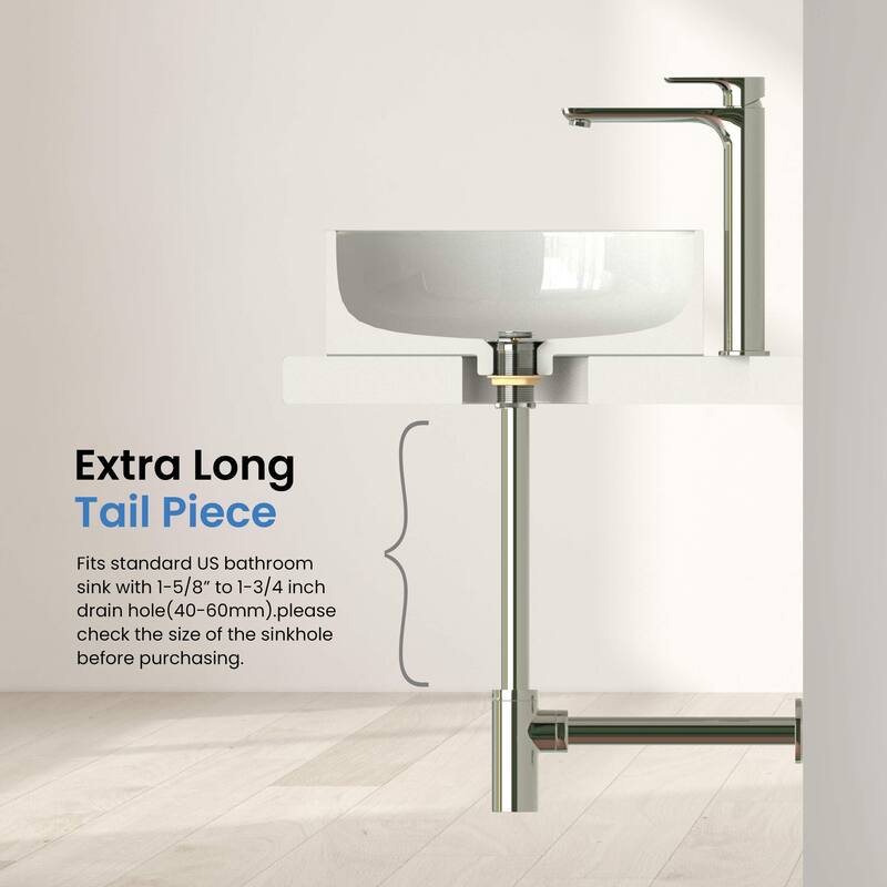 Bathroom Sink Pop Up Drain Stopper with 12" tailpiece, without Overflow