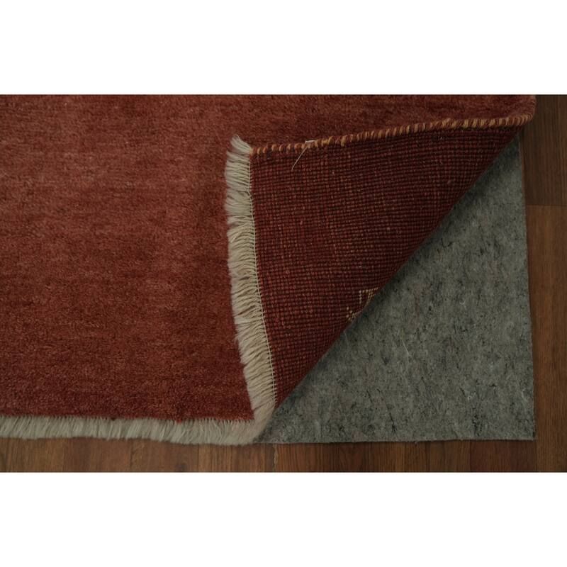Hand Knotted Oriental 100% Wool Carpet Tribal Modern Oranges & Rust Gabbeh Runner Rug - 10' 0'' X 2' 11''