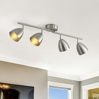 Contemporary 4-Light Adjustable Arm Track Light Semi-flush Mount - 31.9 in
