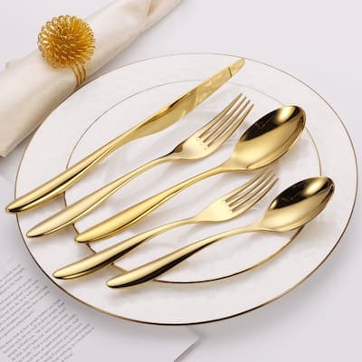 20 Pc Flatware Set with Wavy Handle