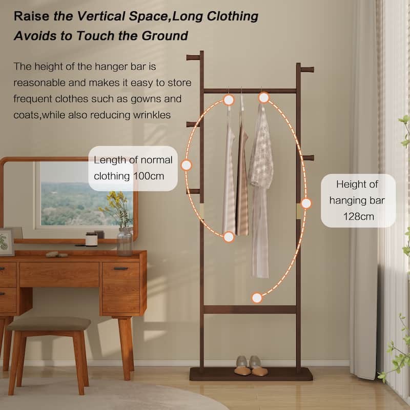 Coat Racks Solid Wood Hanger 23.6* 11*64.1in Solid Environmental Protection Easy To Assemble