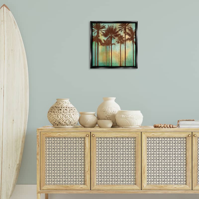 Stupell Palm Trees over Gradient Framed Floater Canvas Wall Art Design By John Seba