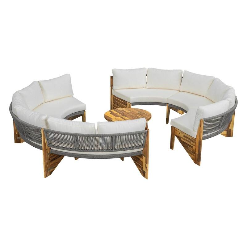 6-Person Outdoor Seating Group with Cushions and Coffee Table for Patios and Gathering Spaces
