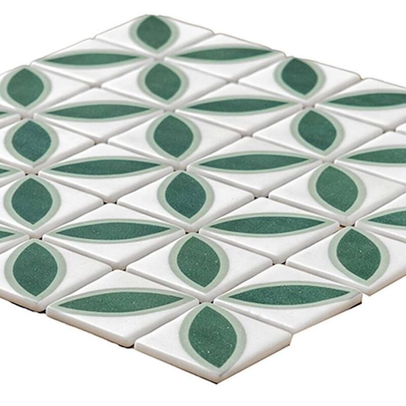 Eterna Lily 2x2 Matte & Shiny Glass Floral Mosaic Tile - Floor, Wall, Backsplash