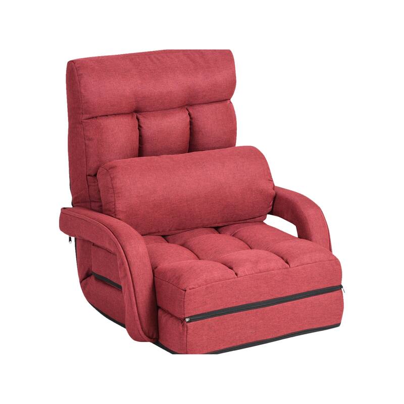 Folding Floor Massage Chair with Adjustable Backrest and Armrests