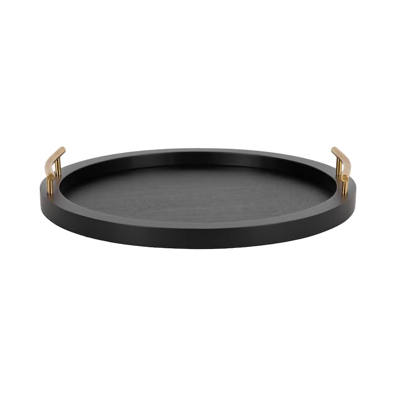Kate and Laurel Halsey Wood Round Decorative Tray