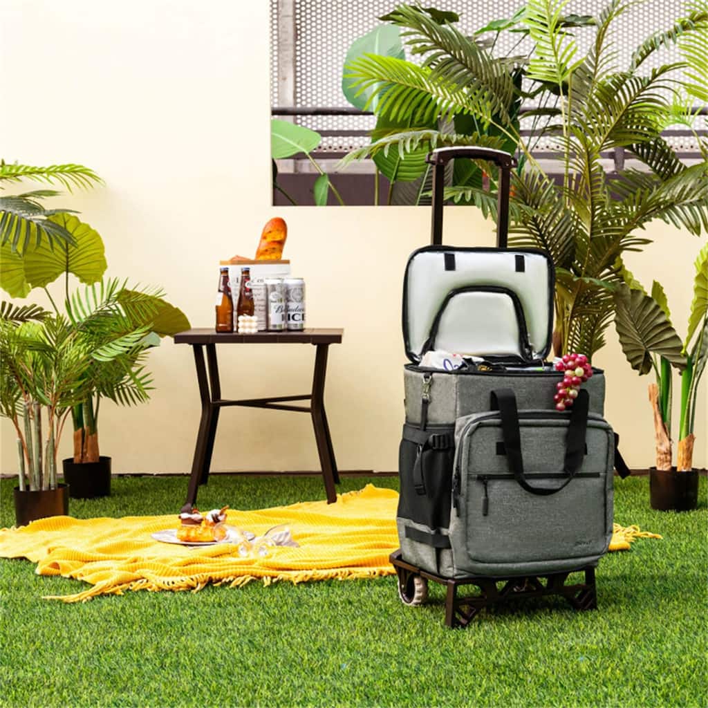 40L Rolling Cooler Bag with Wheels and Adjustable Handle - 15" x 11" x 17"