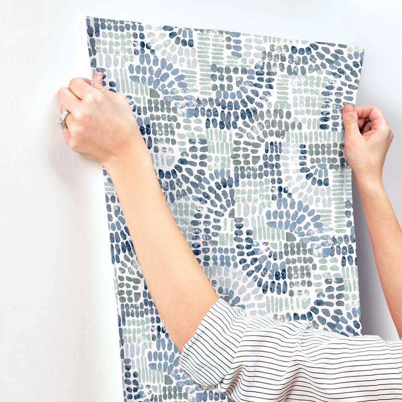 A-Street Prints Wanderer Blueberry Mosiac Wallpaper