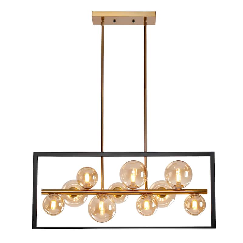 10-Light Gold Sphere Kitchen Island Pendant, Luxury & Chic Ceiling Light