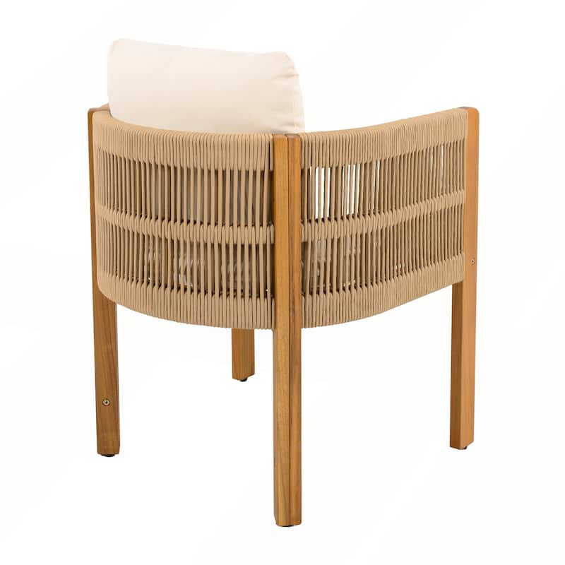 Acacia Wood Outdoor Dining Chairs 2-Pack with Washable Waterproof Cushions