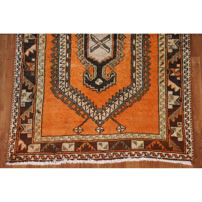 Vegetable Dye Viss Persian Vintage Runner Rug Handmade Wool Carpet - 3'10"x 9'6"