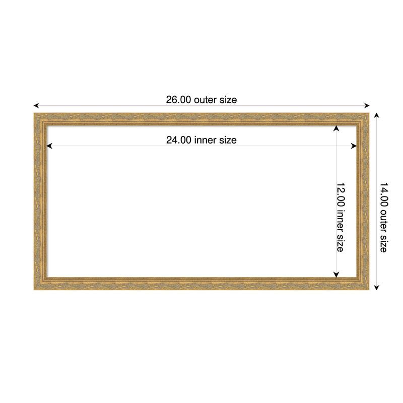 Mila Framed Dry Erase Magnetic Board - 26 x 14 in - Mila Dark Gold