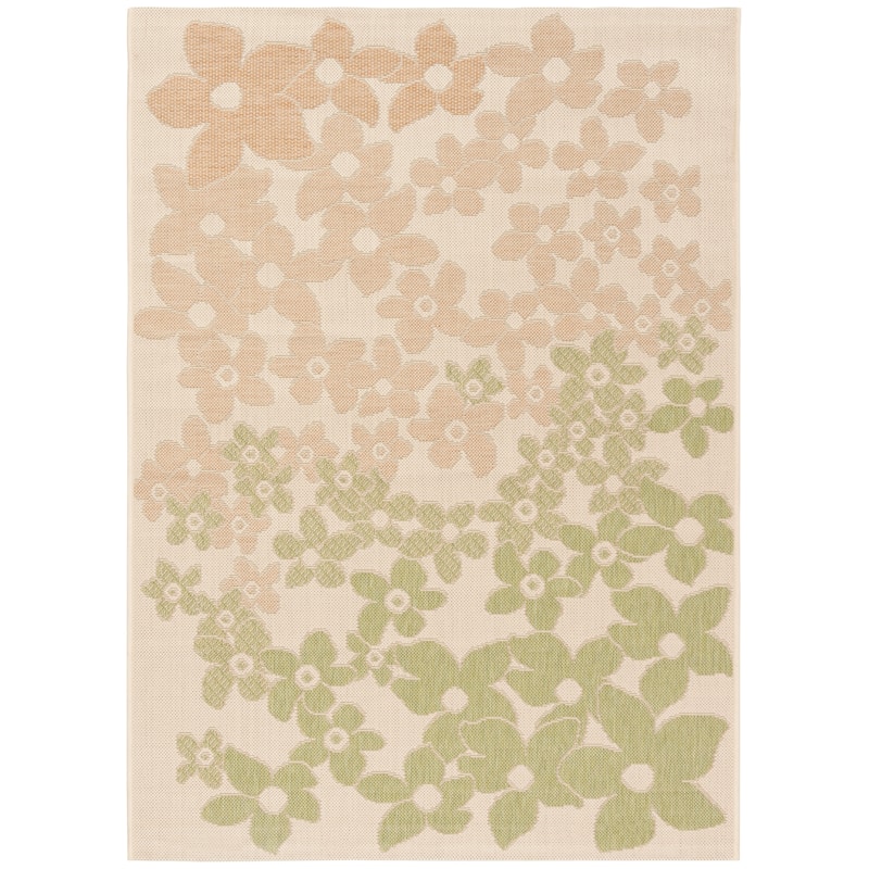 Martha Stewart by SAFAVIEH Field Flowers Indoor/ Outdoor Waterproof Rug - 4' x 5'7" - Beige/Sweet Pea