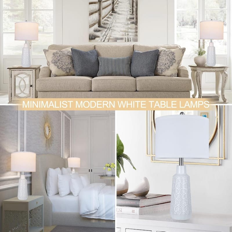 Set of 2 Table Lamps with 3 Color Temperature, 25.5" Tall Farmhouse Ceramic Lamp with Vase Design Nightstand Lamp
