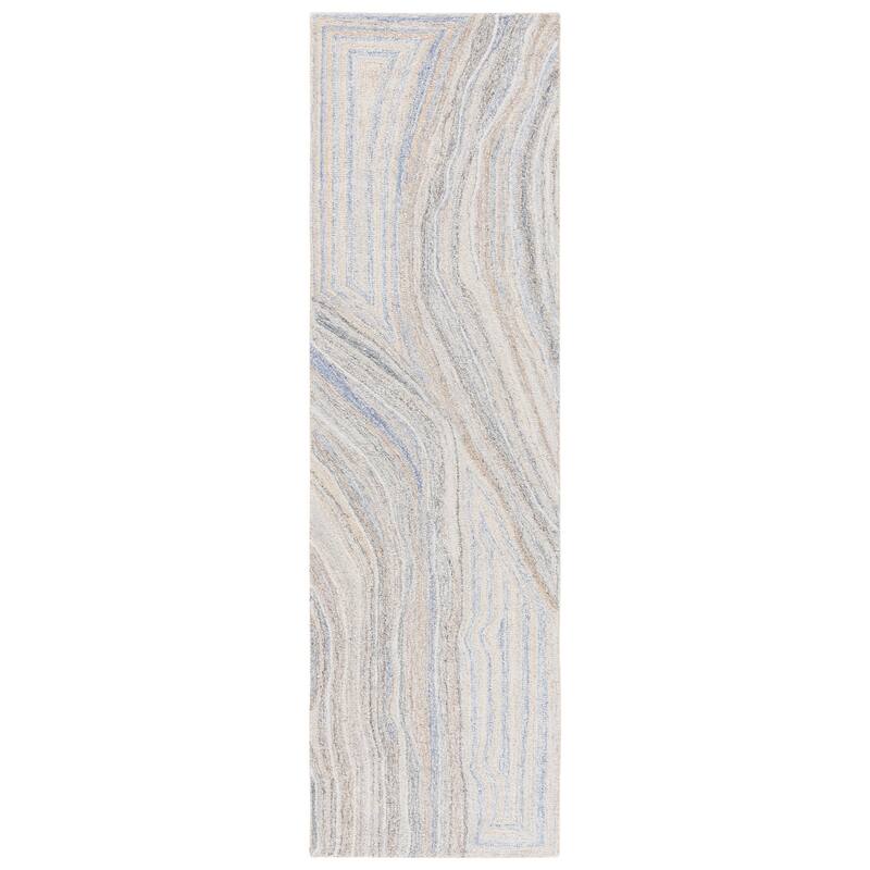 SAFAVIEH Handmade Renewal Laureline Modern Abstract Rug - 2'3" x 8' Runner - Beige/Grey