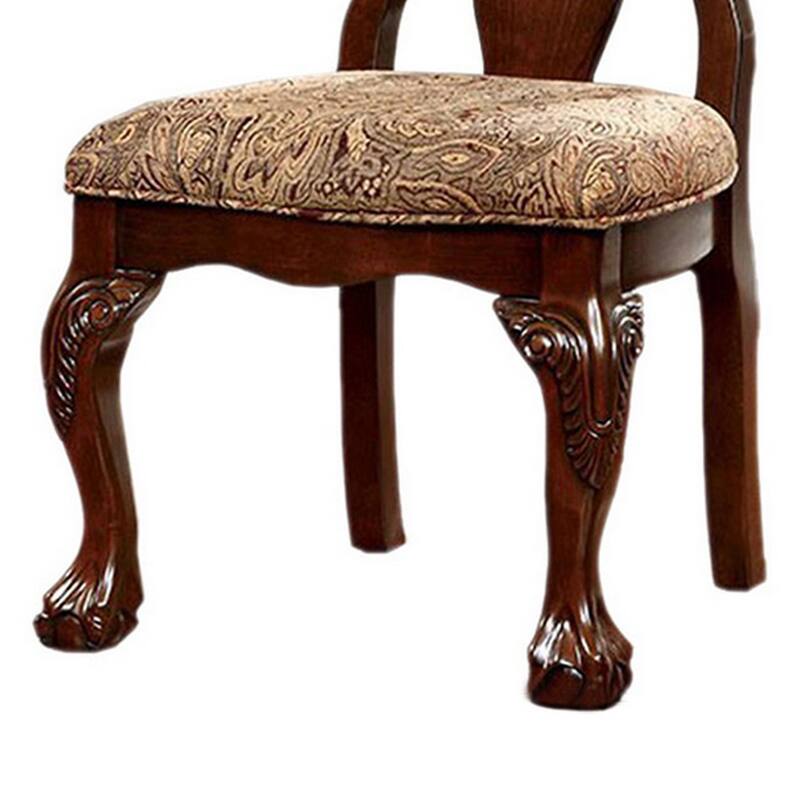 Elana Side Chair With fabric, Brown Cherry Finish, Set of 2