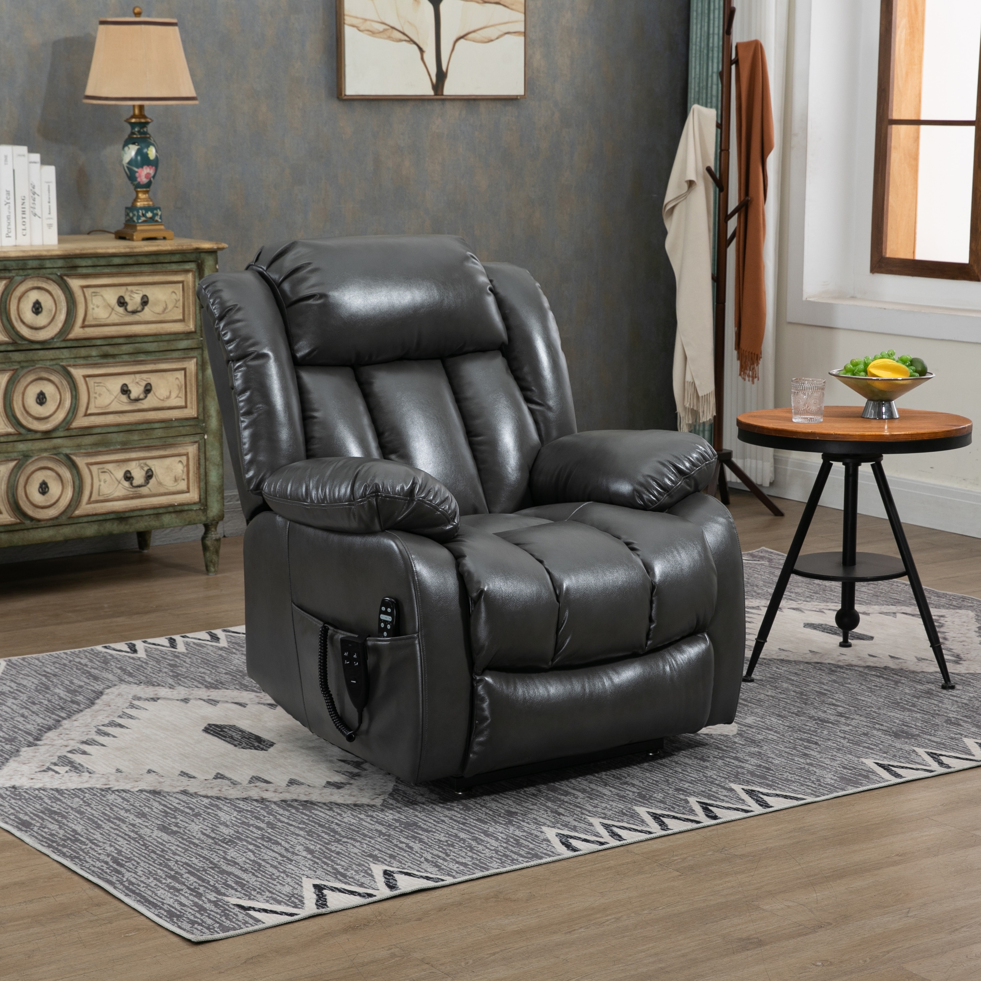 Medium Size Power Lift Recliner Chair with 8 Point Vibration