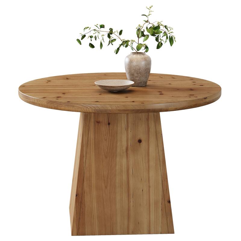39.4 Inch Solid Wood Round Pedestal Dining Table for 4 - 39.4" D x 39.4" W x 29.5" H