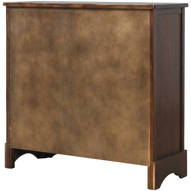 Rustic Sideboard Buffet Cabinet with Two Drawers & Four Rattan Baskets for Living Room or Dining Room