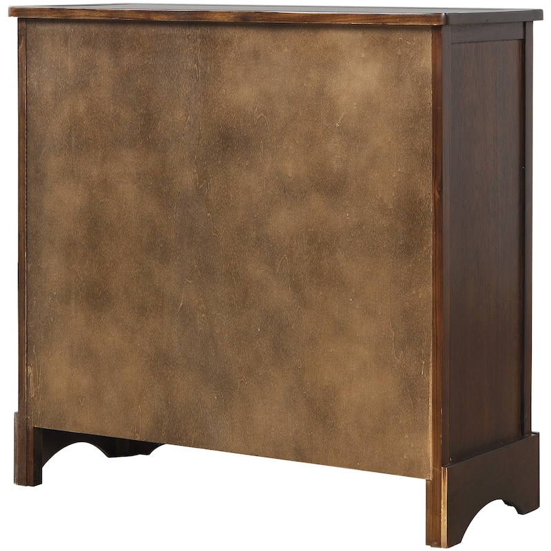 Rustic Storage Cabinet with 2 Drawers and 4 Classic Rattan Basket - 28"L×11.8"W×28"H