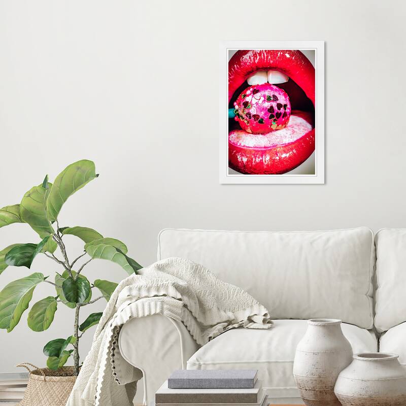 Wynwood Studio Prints Fashion and Glam Hard Candy on The Side Red and Hot Pink Bohemian & Eclectic Wall Art Canvas Print - White