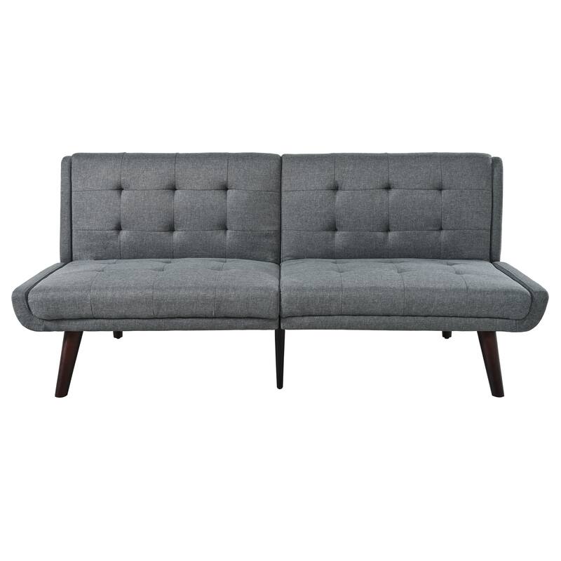 2-Seater Sofa Bed Grey Convertible Sofa Bed with 5-Position Adjustable Backrest, 63" Loveseat Sleeper Sofa Couch