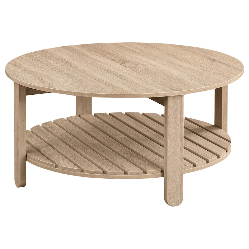 Fowler 1-Shelf Round Engineered Wood Coffee Table Natural
