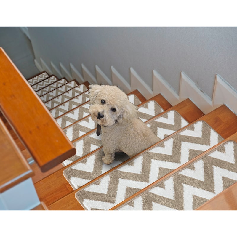 SUSSEXHOME Modern Collection Stair Treads - 7-PACK - Beige-White