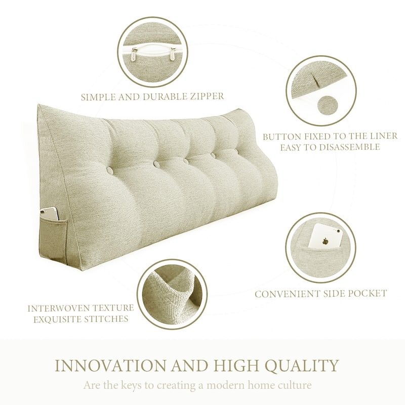 WOWMAX Bed Wedge Pillow Bolster Large Backrest Support Off White Full Size