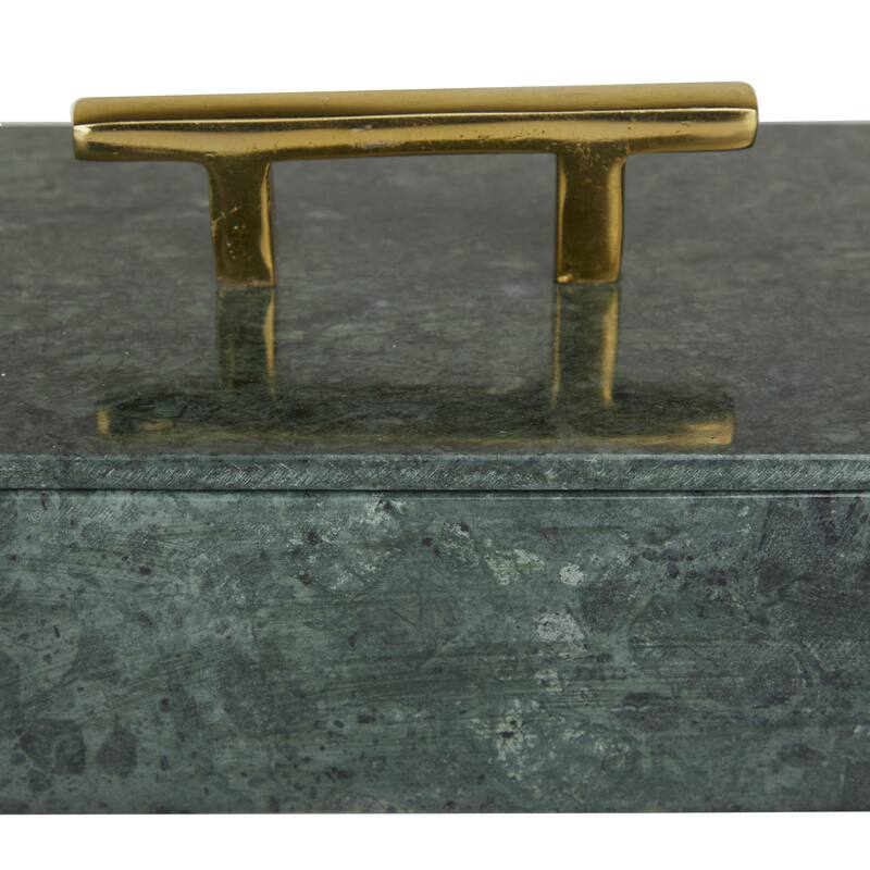 Marble Decorative Box with Gold or Silver Aluminum Handle Set of 3 - Black, White, or Green - Roche River Decor