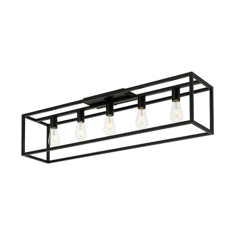 Minimalist 5-Light Rectangular Iron Cage Ceiling Light