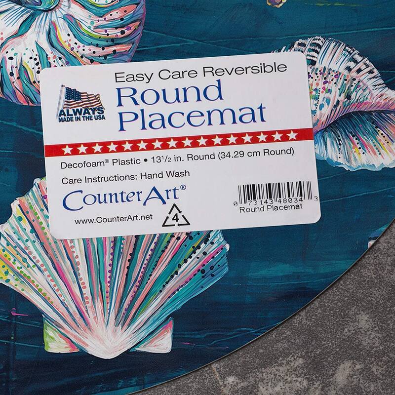 CounterArt Jewels of The Sea by Lori Siebert Reversible Easy Care Set of Four Placemats, Made in The USA