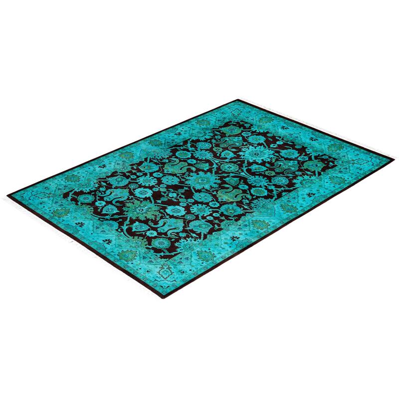 Overdyed, One-of-a-Kind Hand-Knotted Area Rug - Red - 4' 2" x 6' 0"