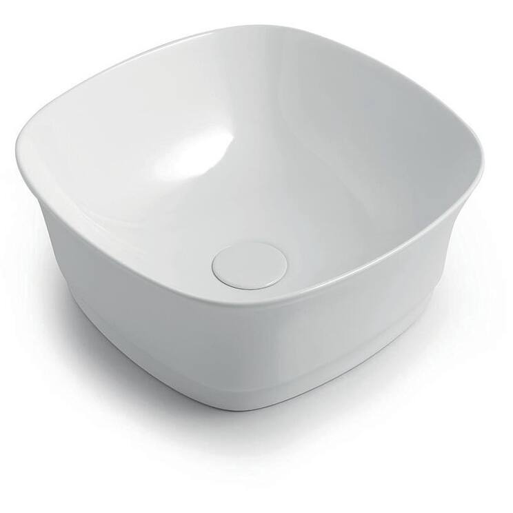 WS Bath Collections Mood ID 42.42 Mood 16-7/8" Square Ceramic Vessel - Glossy White