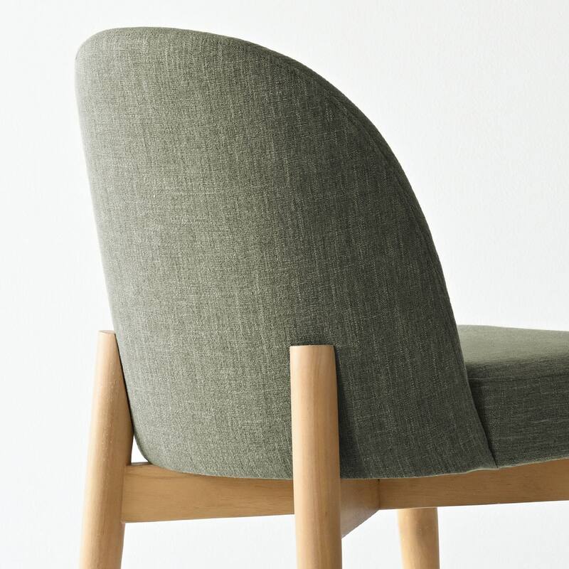 Modern Linen-Blend Parsons Dining Chairs with Solid Wood Legs