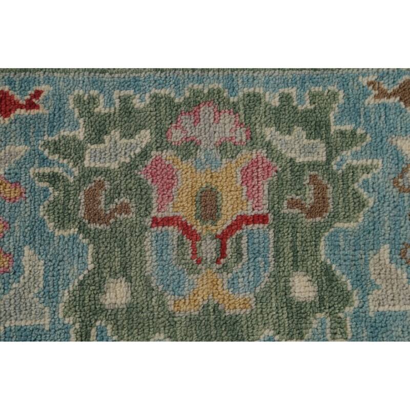 All-Over Oushak Oriental Area Rug Hand-Knotted Wool Carpet - 9'0" x 11'8"