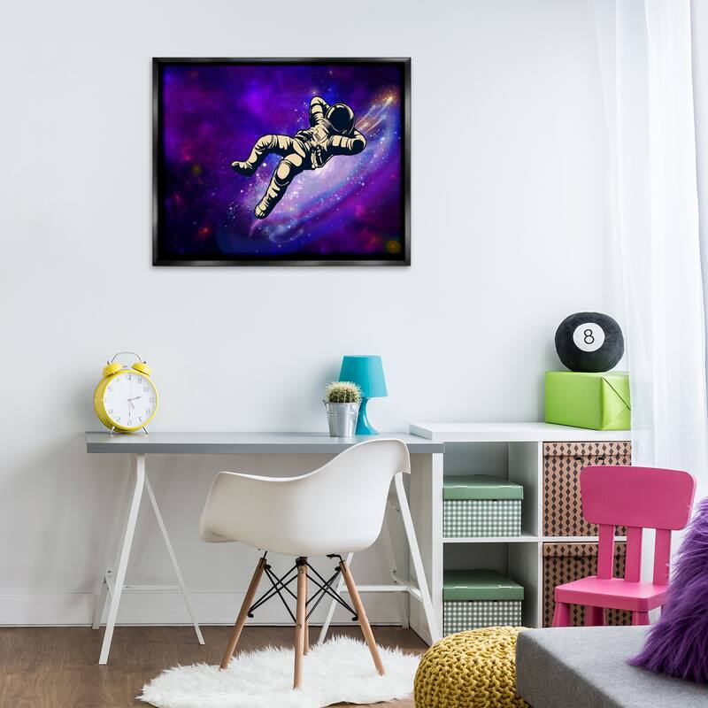 Stupell Relaxing Astronaut in Space Framed Floater Canvas Wall Art Design By Jesse Keith