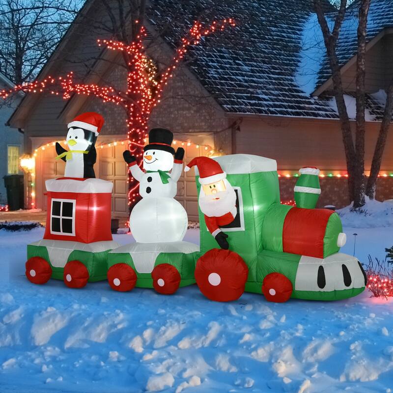 HOMCOM 11' All in One Snowman Inflatable, Penguin Inflatable, and Santa Inflatable