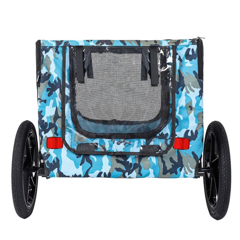 Outdoor Heavy Duty Collapsible Pet Bike Trailer with 16-Inch All-Terrain Wheels & Universal Hitch, Foldable Dog Carrier Cart