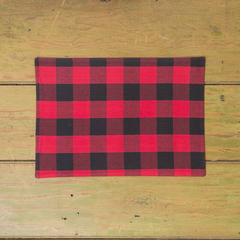 Franklin Checkered Plaid Black & Red Single Placemat Set of 4 - Set of 4
