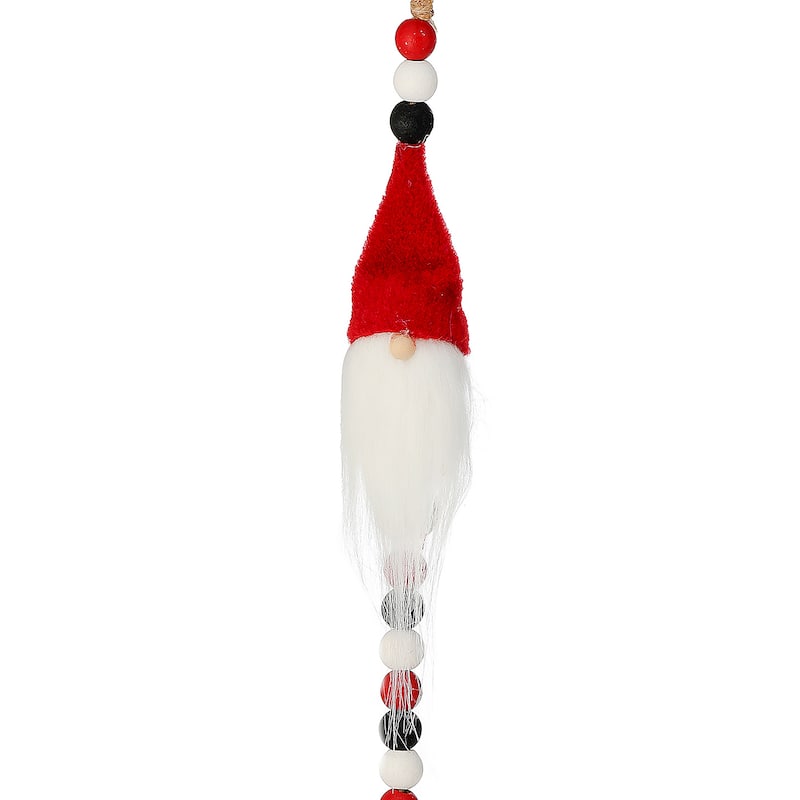 18.5" Wood Bead Santa Gnome Tassel Ornament Set of 3