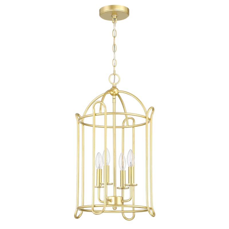 Acroma 4-light Modern Gold Cage Chandelier Drum Dining Lights - 13.87'' D