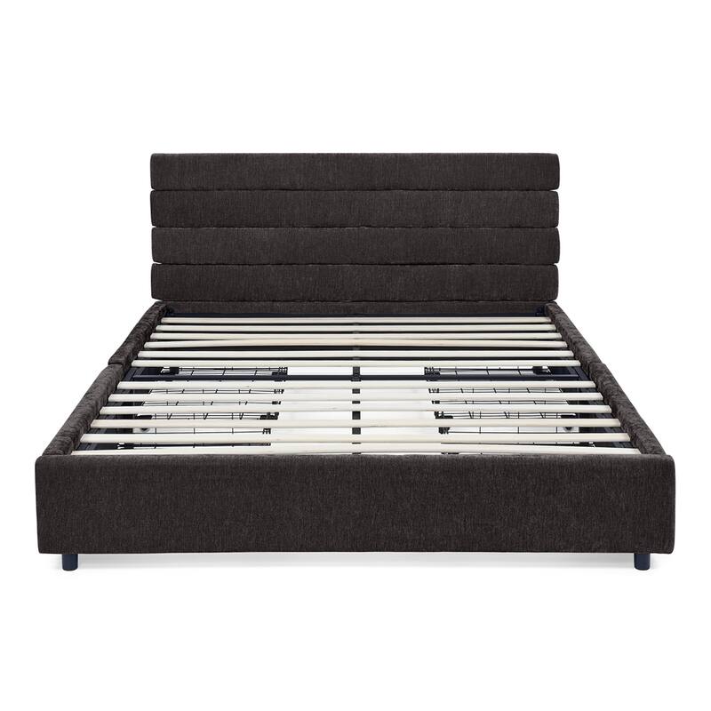 Modern Platform Bed Queen Size Upholstered Bed Frame