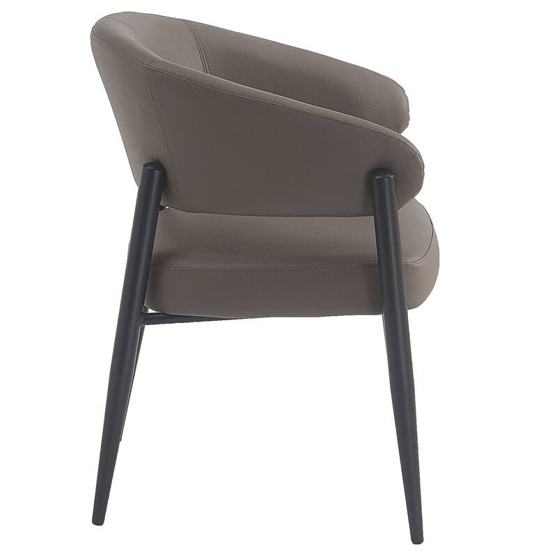 Modern Faux Leather and Metal Dining Chair, Set of 2