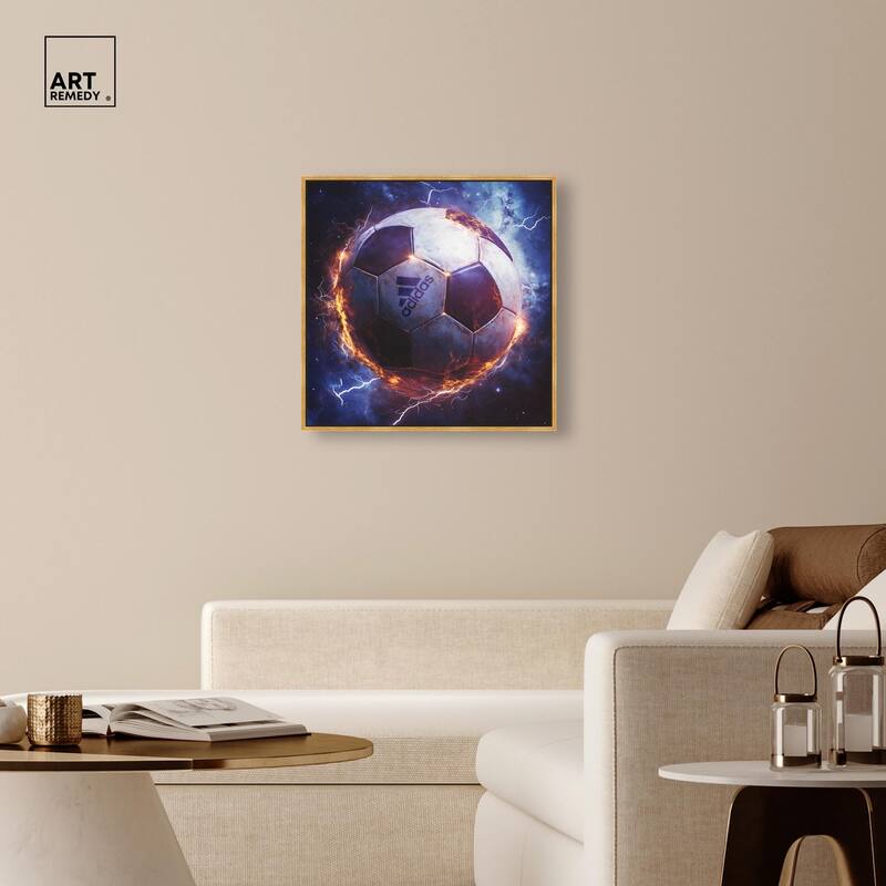 Electrify Soccer Ball Canvas by Art Remedy