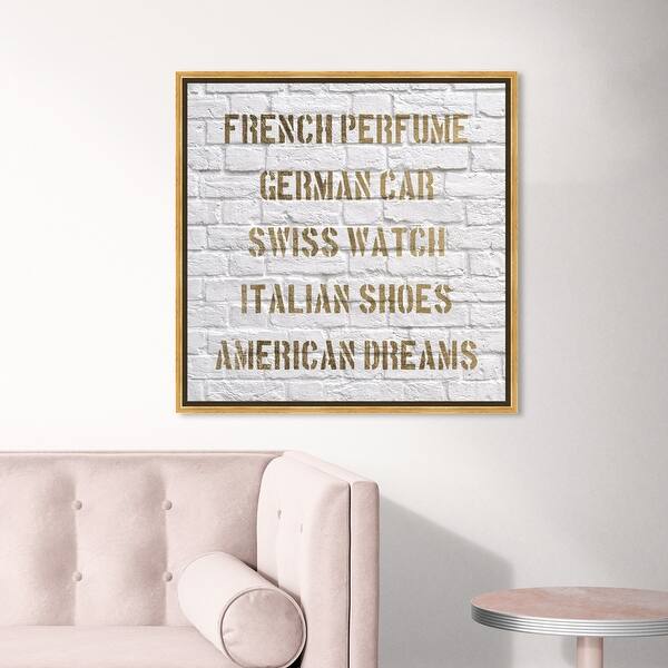 Shop Oliver Gal American Dream Typography And Quotes Wall Art Framed Canvas Print Inspirational Quotes And Sayings Gold White Overstock 31794476