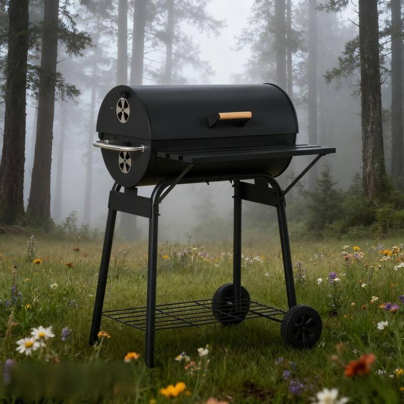 GDFStudio - Carbon Steel Portable Charcoal BBQ Grill with Wheels