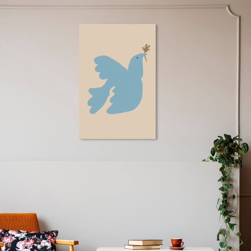 Wynwood Studio Canvas Animals Olive Branch Messenger Brown and Tan Modern & Contemporary Wall Art Canvas Print - 30 x 20