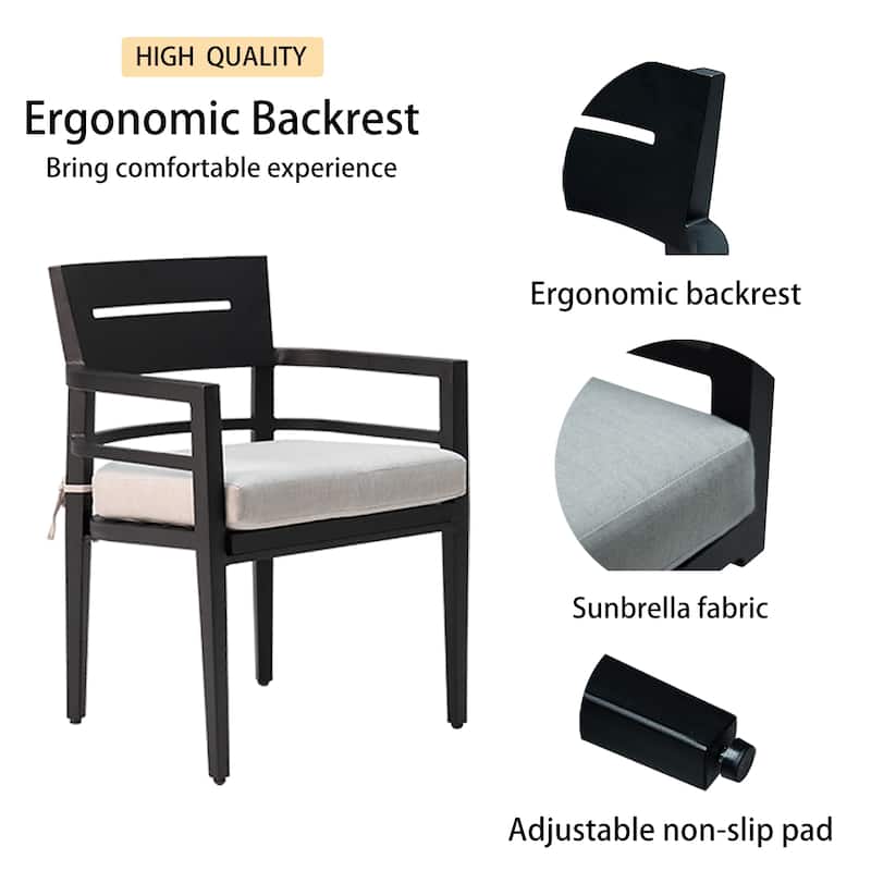 Outdoor Patio Aluminum Chairs with Fabric Cushions (Set of 4)